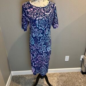 LuLaRoe Julia Floral Blue and Purple Dress